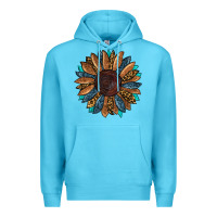 Ocean Blue fall tooled lather leopard Premium Hoodie - RanaPortraitStore