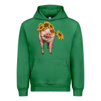 Emerald pig with sunflowers Urban Hoodie - RanaPortraitStore