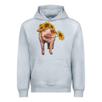 Heather Grey pig with sunflowers Urban Hoodie - RanaPortraitStore
