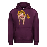 Mauve Wine pig with sunflowers Urban Hoodie - RanaPortraitStore