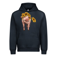 Navy pig with sunflowers Urban Hoodie - RanaPortraitStore