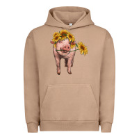 Pigment Burro pig with sunflowers Urban Hoodie - RanaPortraitStore