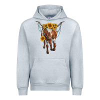 Heather Grey longhorn cow with sunflowers Urban Hoodie - RanaPortraitStore