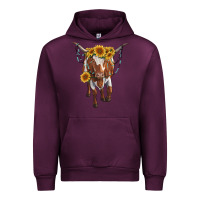 Mauve Wine longhorn cow with sunflowers Urban Hoodie - RanaPortraitStore