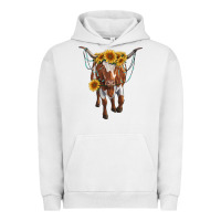 Pigment Lunar Rock longhorn cow with sunflowers Urban Hoodie - RanaPortraitStore