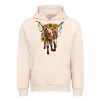 Sandshell longhorn cow with sunflowers Urban Hoodie - RanaPortraitStore