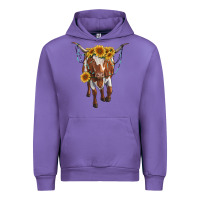 Tulip longhorn cow with sunflowers Urban Hoodie - RanaPortraitStore