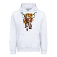 White longhorn cow with sunflowers Urban Hoodie - RanaPortraitStore