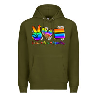 Army Green peace love equality Premium Hoodie - Zillion Design Studio