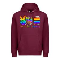 Burgundy peace love equality Premium Hoodie - Zillion Design Studio