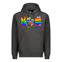 Charcoal Heather peace love equality Premium Hoodie - Zillion Design Studio