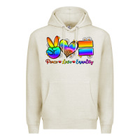 Oatmeal Heather peace love equality Premium Hoodie - Zillion Design Studio