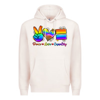 Pale Pink peace love equality Premium Hoodie - Zillion Design Studio