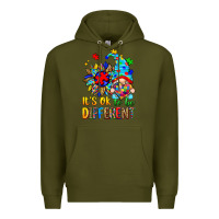Army Green it's ok to be different autism gnome Premium Hoodie - Zillion Design Studio