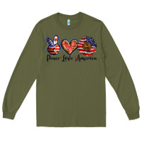 Army Green peace love america Long Sleeve Tee - BarkalooDesign