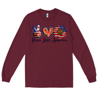 Burgundy peace love america Long Sleeve Tee - BarkalooDesign