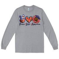 Heather Grey peace love america Long Sleeve Tee - BarkalooDesign