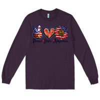 Plum peace love america Long Sleeve Tee - BarkalooDesign