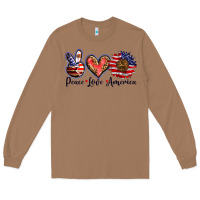 Toasted Coconut peace love america Long Sleeve Tee - BarkalooDesign