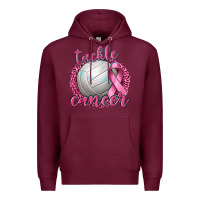 Burgundy Tackle Cancer Volleyball Premium Hoodie - texasbilliewilder