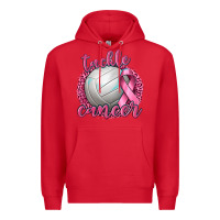 Red Tackle Cancer Volleyball Premium Hoodie - texasbilliewilder