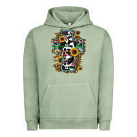Pigment Oil Green western cross Urban Hoodie - RanaPortraitStore