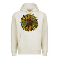 Oatmeal Heather camouflage flitter sunflowers Premium Hoodie - RanaPortraitStore