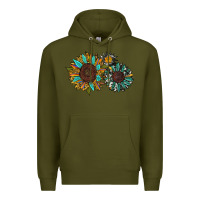 Army Green western sunflowers Premium Hoodie - RanaPortraitStore