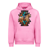Fuchsia Pink cowgirl with aztec Urban Hoodie - RanaPortraitStore