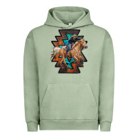 Pigment Oil Green cowgirl with aztec Urban Hoodie - RanaPortraitStore