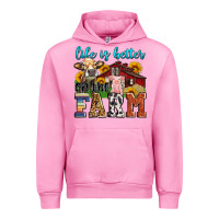 Fuchsia Pink life is better on the farm Urban Hoodie - Zillion Design Studio