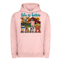 Pigment Salmon life is better on the farm Urban Hoodie - Zillion Design Studio