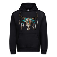 Black boho bull skull Urban Hoodie - RanaPortraitStore