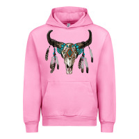 Fuchsia Pink boho bull skull Urban Hoodie - RanaPortraitStore