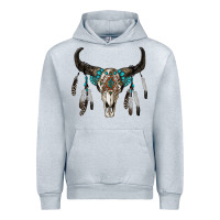 Heather Grey boho bull skull Urban Hoodie - RanaPortraitStore
