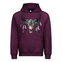 Mauve Wine boho bull skull Urban Hoodie - RanaPortraitStore