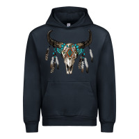 Navy boho bull skull Urban Hoodie - RanaPortraitStore