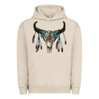 Pigment French Oak boho bull skull Urban Hoodie - RanaPortraitStore