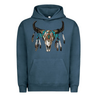 Pigment Midnight Navy boho bull skull Urban Hoodie - RanaPortraitStore