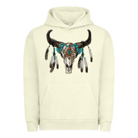 Pigment Pistachio boho bull skull Urban Hoodie - RanaPortraitStore