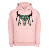 Pigment Salmon boho bull skull Urban Hoodie - RanaPortraitStore