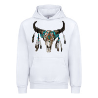 White boho bull skull Urban Hoodie - RanaPortraitStore