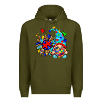 Army Green autism sunflower gnome Premium Hoodie - Zillion Design Studio