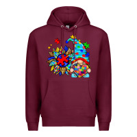Burgundy autism sunflower gnome Premium Hoodie - Zillion Design Studio