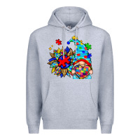 Heather Grey autism sunflower gnome Premium Hoodie - Zillion Design Studio
