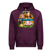 Mauve Wine farm truck animals Urban Hoodie - Zillion Design Studio
