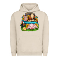 Pigment French Oak farm truck animals Urban Hoodie - Zillion Design Studio
