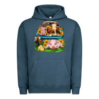 Pigment Midnight Navy farm truck animals Urban Hoodie - Zillion Design Studio