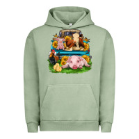 Pigment Oil Green farm truck animals Urban Hoodie - Zillion Design Studio