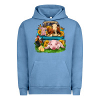Pigment Pebble Blue farm truck animals Urban Hoodie - Zillion Design Studio